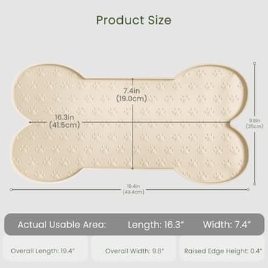 PWTAA Dog Food Mat Anti-Slip Silicone Dog Bowl Mat Thicker Pet Placemat Waterproof Cat Feeder Pad with Raised Edge Puppy Kitten Feeding Mats Suitable Small Medium-Sized Dogs Cats Eating Tray - Image 2