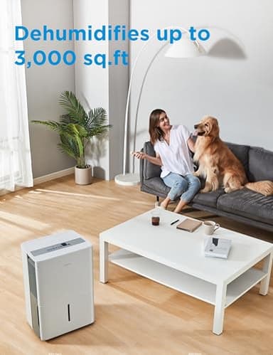 Midea 3,000 Sq. Ft. Energy Star Certified Dehumidifier With Reusable Air Filter 35 Pint - Ideal For Basements, Large & Medium Sized Rooms, And Bathrooms (White) - Image 3