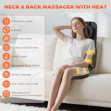 Shiatsu Neck and Back Massager with Heat, 4D Kneading Back Massager for Pain Relief Deep Tissue, Comfortable Back Massage for Chair, Massager for Home Office, Christmas Gifts for Women Men Parents - Image 2