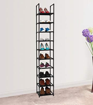 FIDUCIAL HOME 10 Tiers Shoe Rack Space Saving Vertical Single Pairs Sturdy Shoe Shelf Storage Organizer - Image 3