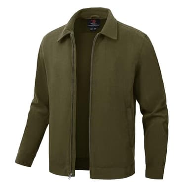 Rdruko Men's Casual Corduroy Jacket Lightweight Bomber Style Shirt Jacket Vintage Fall Winter Coat Army Green XL - Image 2