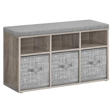VASAGLE Shoe Bench with Cushion, Shoe Storage Bench with 6 Compartments and 3 Adjustable Shelves, Entryway Bench with 3 Storage Boxes, for Bedroom, Closet, Living Room, Heather Greige ULSB101K01 - Image 7