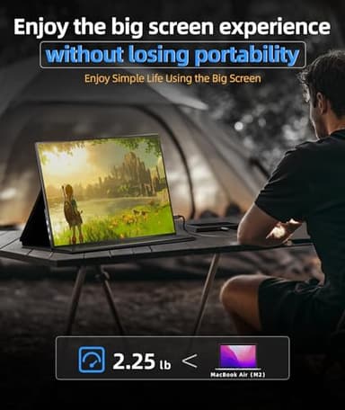 Ingnok Portable Monitor, 18.5 Inch FHD 1080P 100% sRGB Laptop Screen Extender USB C HDMI Portable Gaming Monitor w/Smart Cover & Speakers, External Monitor for Laptop Mac PC - Image 7