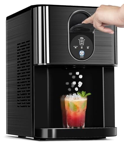 Nugget Ice Makers Countertop, Pellet Ice Maker Machine Dispenser with Water Reservoir, Self-Cleaning, 44lbs/24H Soft Chewable Ice Maker Machine for Home/Kitchen/Office, Black Stainless - Image 1