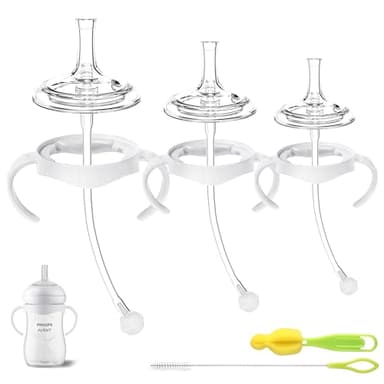 Straw Cup Conversion Kit for Philips Avent Natural Baby Bottles, Sippy Cups Transition Kit with Silicone Straw Top Nipples, Weighted Straw, Bottle Handle, Cleaning Brush for Toddler 6+ Month, 3-Pack - Image 9