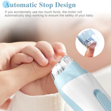ODIFORGOO Baby Nail Trimmer Electric Baby Nail File,USB Charging 15 in 1 Nail Clippers kit with Dust Cover LED Light,Trim Buffer Kit for Newborn Infant Toddler or Adults Toes Fingernails Care(Blue) - Image 4