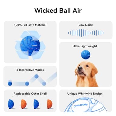 Cheerble Smart Interactive Dog Toy, Wicked Ball AIR, Automatic Moving, Bouncing, and Rotating, E-TPU Material, IPX7 Waterproof Rating, Active Rolling Ball for Medium and Large Dogs - Image 2