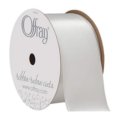 C.R. Gibson Berwick Offray 061183 1.5" Wide Single Face Satin Ribbon, White , 4 Yds - Image 1