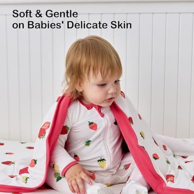 BubblePanda Rayon Made from Bamboo Baby Blanket for Boys Girls Neutral Soft Crib Blanket Toddler Quilt Comforter Newborn Nursery 30 x 40 Inch Strawberry - Image 6