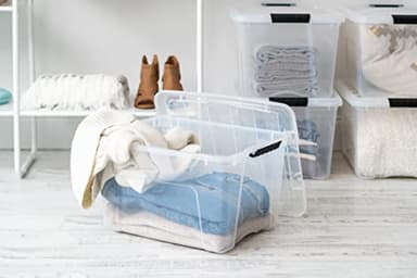 IRIS USA 40 Qt Stackable Plastic Storage Bins with Lids, 6 Pack - BPA-Free, Made in USA - See-Through Organizing Solution, Latches, Durable Nestable Containers, Secure Pull Handle - Clear - Image 5