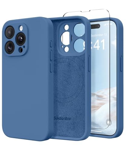 SuydanBox Magnetic for iPhone 14 Pro Max Case, Compatible with MagSafe, [Full Camera Protection][Screen Protector] Silicone Shockproof Protective Phone Case for iPhone 14 Pro Max 6.7", Lake Blue - Image 1