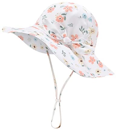 Baby Toddler Infant Girls Bucket Sun Hats Protection Beach UPF 50+ Toddler Wide Brim Bucket Summer Hats - Image 1
