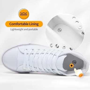 ZGR Womens High Top Canvas Sneakers,Lace up Canvas Shoes,Casual Tennis Walking Shoes(White.US7) - Image 3