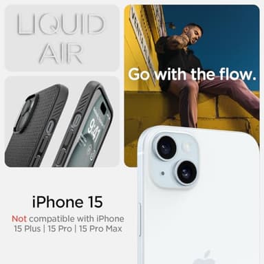 Spigen Liquid Air Designed for iPhone 15 Case (2023) [Military-Grade Protection] - Matte Black - Image 2