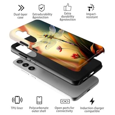 Compatible with Samsung Galaxy S24 FE 5G Case,Case for Samsung Galaxy S24 FE Double-Layer Full Body Drop Protection,Cute Colorful Butterfly and Flower - Image 2