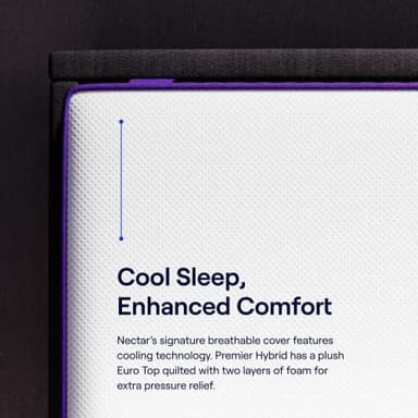 Nectar Premier Hybrid Queen Mattress 13 Inch - Medium Firm Memory Foam - Steel Springs - Heat Wicking Cooling Technology - 365-Night Trial - Forever Warranty - Image 2