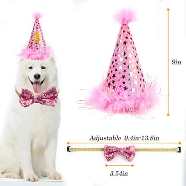 AROIC Dog Birthday Bandana Set, Pet Party Decorations Kit with 2 Bandanas, Fun Pet Birthday Party Decorations for Small Medium Dogs Pets, Cute Puppy Celebration Outfit with Hat, Bow Tie & Balloons - Image 6