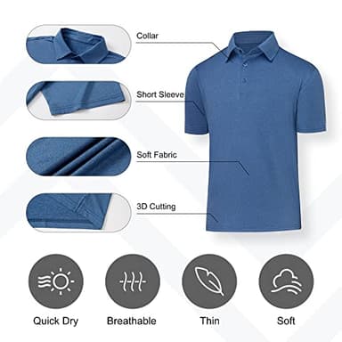 BALENNZ Polo T-Shirts for Men - Quick Dry Golf Polos with Moisture Wicking - Short Sleeve - 5C3XL - Image 6