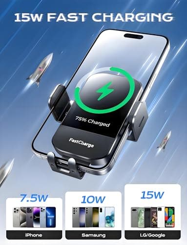 Wireless Car Charger, 2025 Upgrade 15W Fast Charging Auto Clamping Car Phone Holder Charger, Phone Holders for car, CHGeek,fit for iPhone 16 15 14 13 Mini Pro Max XR, Samsung Galaxy S25 Ultra - Image 9