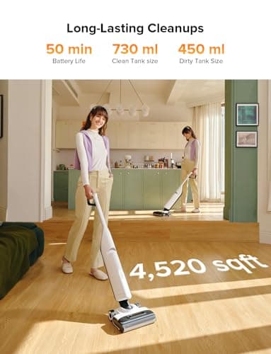 roborock Flexi Pro Wet Dry Vacuum Cleaner, Cordless Vacuum Mop with Hot Water Self-Cleaning and Hot Air Drying System, FlatReach, Edge-to-Edge Floor Cleaner with 17000Pa for Tiles and Hard Floors - Image 7