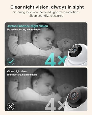 Jartoo 2K Video Baby Monitor with 2 Cameras and Audio, Long Range Baby Monitor No WiFi, 5.5" Split Display, VOX - AI Cry Detect, ANR, IR Night Vision, 2-Way Audio, 6000mAh - Image 4