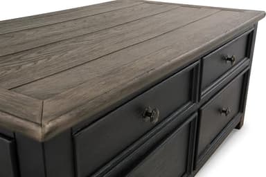 Signature Design by Ashley Tyler Creek Rustic Farmhouse Lift Top Coffee Table with Drawers, Brown & Black - Image 13
