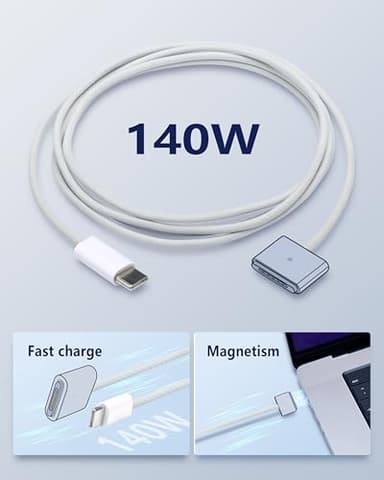 DERLULU USB-C to Magnetic 3 Fast Charge Cable (2 m/6.6 ft), USB C Cable Compatible with MacBook Air (15/13-inch M3 2024, 15-inch M2 2023, 13-inch M2 2022), MacBook Pro (16/14-inch 2023/2021), Silver - Image 8