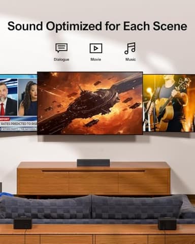 ULTIMEA 5.1 Sound Bar for Smart TV, with Dolby Atmos, 410W Peak Power, Surround Sound System for TV, Wireless Subwoofer Bass Boost, Surround Adjustable, APP Control, Poseidon D60(New 2025 Model) - Image 4