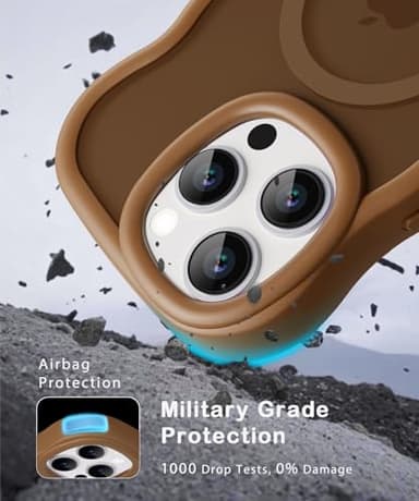 Amzfield Magnetic for iPhone 15 Pro Max Case, Compatible with Magsafe Wavy Frame Cute Translucent Matte Hard Back Silicone Bumper Shockproof Phone Case for iPhone 15 Pro Max Women Girls, Brown - Image 6