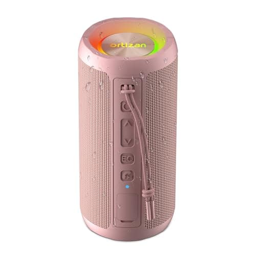 Ortizan Wireless Portable Bluetooth Speaker, IPX7 Waterproof, Dustproof and Rustproof, Powerful 24W Sound, Enhanced Bass, 30 Hour Battery, 360° Party Light, and Stereo Pairing (BT 5.3), Gifts - Pink - Image 1