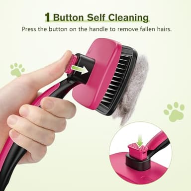 Pecute Self-Cleaning Slicker Brush for Dogs, Cats, Lightweight Dog Brush for Shedding Massaging Grooming, Cat Brush Gently Removes Loose Fur Undercoat for Small Dogs Cats Rabbits of All Hair Types - Image 3