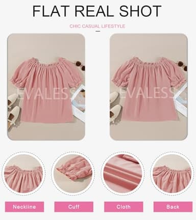 EVALESS Spring Tops for Women Trendy 2025 Business Casual Outfits Summer Short Sleeve T Shirts Sexy Off The Shoulder Blouses Work Clothing Pleated Peplum Tunic Tops Womens Pink Shirts, Large - Image 6