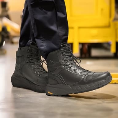 NORTIV 8 Men's Military Tactical Boot Lightweight Comfortable Boots for Work All Day Side Zipper Motorcycle Combat Hiking Boots Metrostrike(8-9 Inches),Size 7.5,Black Leather - Image 7