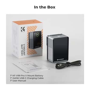 K&F CONCEPT V Mount Battery 99Wh with PD100W Fast Charging,14.8V 6700mAh Mini V-Mount Battery with DC/D-Tap/Dual USB-C/USB-A/TFT Display/240W Charging Cable for Camera Camcorder Video Light Monitor - Image 8