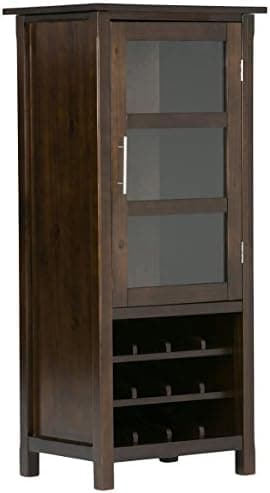 SIMPLIHOME Avalon 12-Bottle SOLID WOOD 22 Inch Wide Contemporary High Storage Wine Rack Cabinet in Dark Tobacco Brown, For the Living Room, Dining Room and Kitchen - Image 3