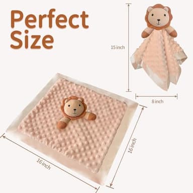 Loveys for Babies, Soft Baby Security Blanket Lovies for Babies, Stuffed Animals Blankie for Newborn Infant with Baby Snuggle Toy, Baby Boys Gilrs Gifts Lion Security Blanket 16 Inch - Image 2