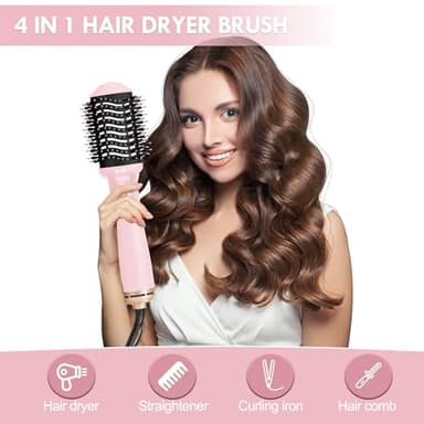 Lopeie Hair Dryer Brush Blow Dryer Brush in One, 4 in 1 Hair Dryer and Styler Volumizer with Oval Barrel, Professional Salon Hot Air Brush for All Hair Types, Bright Pink - Image 8