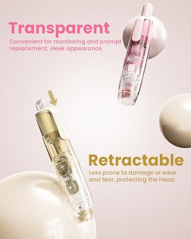 Four Candies Refillable Retractable White Correction Tape, 2PCS White Cute Smooth Push Pull Out Tape with 4 Extra Refills, Aesthetic Pen Shaped Applicator for School Office Supplies (Pink Apricot) - Image 8