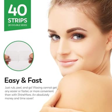 ShineMore Facial Wax Strips for hair removal - Hypoallergenic for All Skin Types - - Gentle and Fast-Working for Face, Eyebrow, Upper Lip, and Chin (40 Women Wax Strips + 4 Calming Oil Wipes NATURE NATION Ingredients ) - Image 2