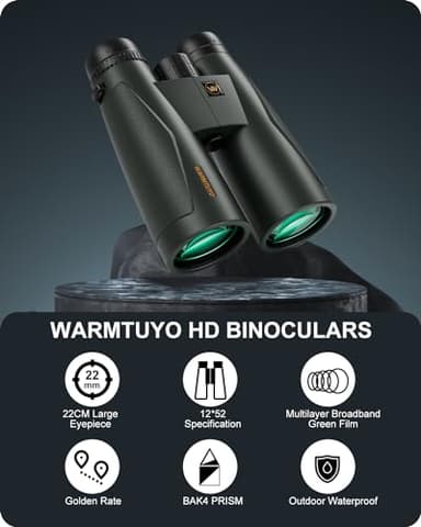 12 * 52 HD Binoculars for Adults High Powered,Binoculars for Bird Watching with Upgraded Phone Adapter,BaK4 Prisms,22mm Large Eyepiece,Clear Low Light Vision,Travel,Cruise,Binocular for Hunting - Image 2