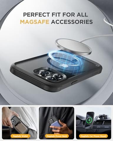 Miracase Magnetic for iPhone 15 Pro Max Case 6.7'' [Compatible with Magsafe] Full-Body Drop Proof Bumper Phone Case for iPhone 15 Pro Max with Built-in 9H Tempered Glass Screen Protector,Black - Image 5