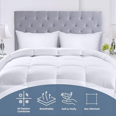 Utopia Bedding Comforters California King Size, All Season Duvet Insert, Down Alternative Box Stitched Bed Comforter with Corner Tabs, Machine Washable (White) - Image 3