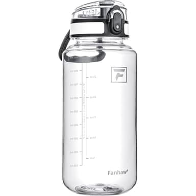 Fanhaw 32 Oz Clear Tritan Water Bottle with Chug Lid, BPA-free, Wide Mouth, Leak Proof - for Gym, Travel, Home, School, Office (Clear&White) - Image 1