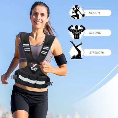 FUFF weighted vest woman 11–20 lb Unisex with 6 Weight Bags, Reflective Adjustable Weighted Vest for Walking, Exercise and Strength Training - Image 5