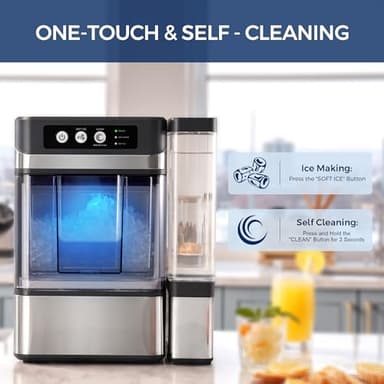 Nugget Ice Maker Countertop with 0.8Gal Removable Tank for Chewable Ice, 41Lbs/24H, One-Touch Fast Ice in 6 Mins, Self-Cleaning & Ultra Quiet for Home, Office, Party - Image 3