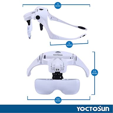 YOCTOSUN LED Head Magnifier, Rechargeable Hands Free Headband Magnifying Glasses with 2 Led, Professional Jeweler's Loupe Light Bracket and Headband are Interchangeable - Image 3