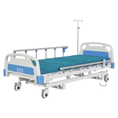 Real Relax Premium 3 Function Full Electric Hospital Bed (with Mattress & IV Pole), Premium Medical Hospital Beds, with Locking Casters, Motor. - Image 1