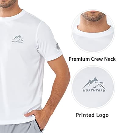 NORTHYARD Men's UPF 50+ Sun Protection Shirts Swim SPF UV Quick Dry Short Sleeve T-Shirts for Athletic Fishing Rash Guard White XL - Image 4
