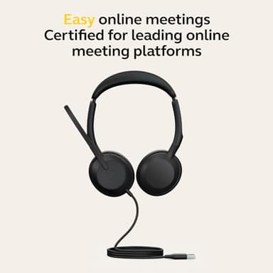 Jabra Evolve2 50 Wired Stereo Headset - with AirComfort Technology, Noise-Cancelling Mics & Active Noise Cancellation - MS Teams Certified, Works with All Other Platforms - Black - Image 7