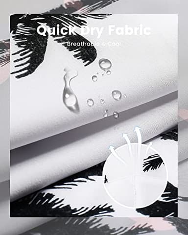 maamgic Mens Swim Trunks with Compression Liner 5" Stretch Beach Shorts Quick Dry with Zipper Pockets No-Chafing Board Shorts White-Palm Tree S - Image 4